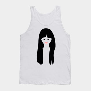 Girl Face With A Long Black Hair Tank Top